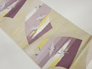 扇に群鶴・吹き寄せ模様織出し袋帯